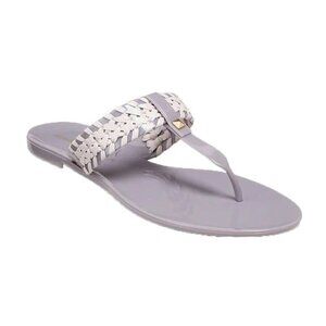 NEW Jack Rogers Women Tinsley Jelly Grey Blush Woven Flip Flop Sandals